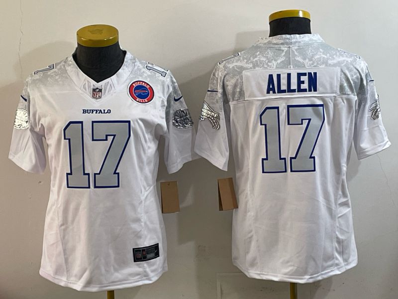 Women 2025 Buffalo Bills #17 Allen white 5th generation Throwback Nike Limited NFL Jersey style 008